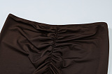 SUPER WHOLESALE | Crop Top Fitted Pleated Skirt Set in Coffee