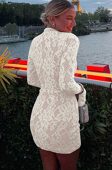 SUPER WHOLESALE | Lace Cutout Bodycon Bell Sleeve Dress