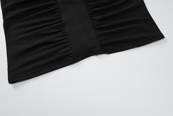 SUPER WHOLESALE | V-Neck Backless Tie Fitted Pleated Dress