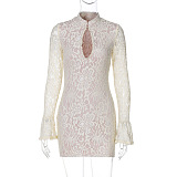 SUPER WHOLESALE | Lace Cutout Bodycon Bell Sleeve Dress
