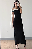 SUPER WHOLESALE | Off-Shoulder Ribbon Fitted Solid Dress