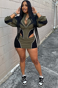 SUPER WHOLESALE | Skirt Set with Zipper Tracking Top