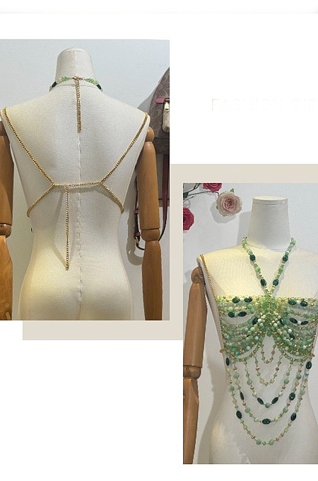 SUPER WHOLESALE | Halter beaded hollow out backless cut out top