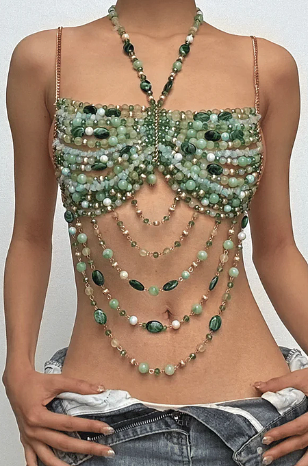 SUPER WHOLESALE | Halter beaded hollow out backless cut out top