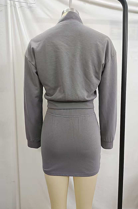 SUPER WHOLESALE | Washed Sweatshirt and Autumn/Winter Bodycon Skirt Set