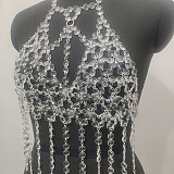 SUPER WHOLESALE | Halter o ring hollow out crystal tassels cut out top