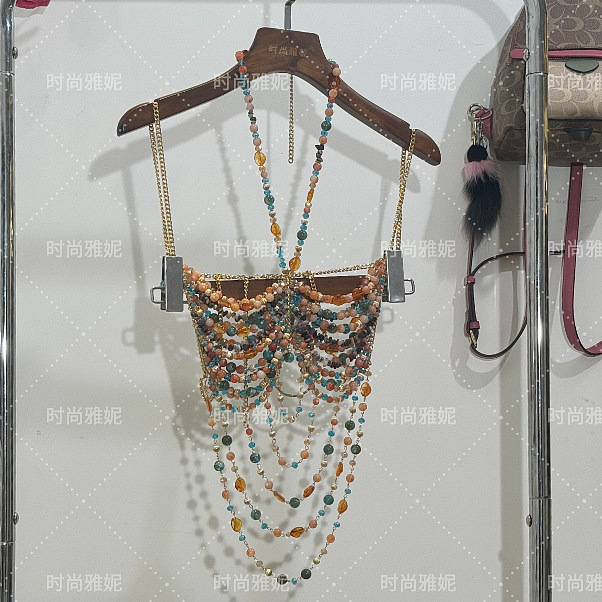 SUPER WHOLESALE | Halter beaded hollow out backless cut out top
