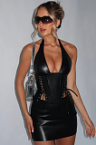 SUPER WHOLESALE | Pu Material Lace Up Venst Top