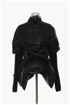 SUPER WHOLESALE | Patchwork Cuffs Fitted Down Coat in Black