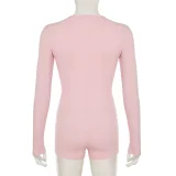 SUPER WHOLESALE | Buttoned Base Layer Long Sleeve Bodysuit Shorts