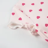 SUPER WHOLESALE |Heart Print Color Block Short Sleeve Shorts Casual Loungewear Set