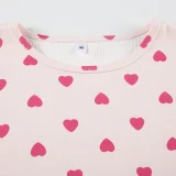 SUPER WHOLESALE |Heart Print Color Block Short Sleeve Shorts Casual Loungewear Set