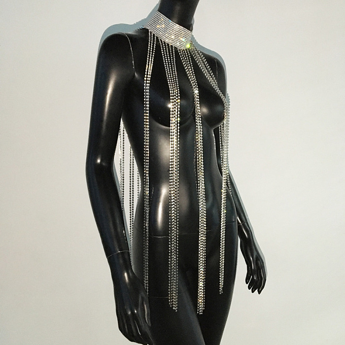 SUPER WHOLESALE | Rhinestone Bling Bling Fringe Necklack