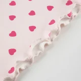 SUPER WHOLESALE |Heart Print Color Block Short Sleeve Shorts Casual Loungewear Set