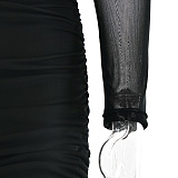 SUPER WHOLESALE | Mesh Round Neck Long Sleeve Strapless Slim Fit Long Dress