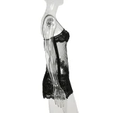 SUPER WHOLESALE | Lace Mesh Splicing Sheer Sleeveless Strapless Dress