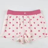 SUPER WHOLESALE |Heart Print Color Block Short Sleeve Shorts Casual Loungewear Set