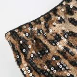 SUPER WHOLESALE | Leopard Print Low-Cut Sequin Bodycon Skirt Set (Two-piece set)