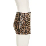 SUPER WHOLESALE | Leopard Print Low-Cut Sequin Bodycon Skirt Set (Two-piece set)