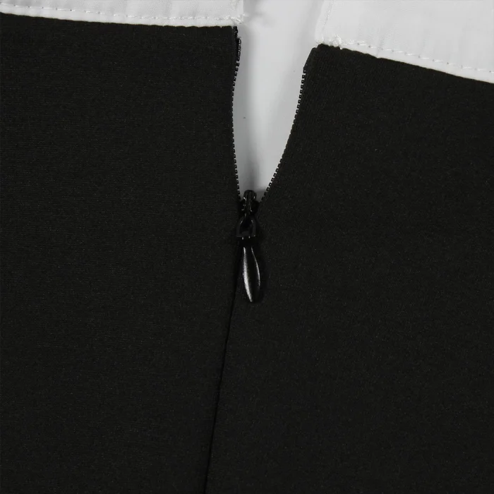 SUPER WHOLESALE | Color-blocked Faux Two-piece Collar Long Sleeve Plain Jumpsuit