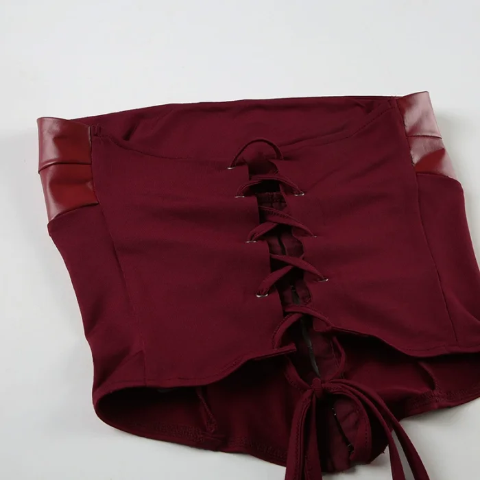 SUPER WHOLESALE | Strapless Leather Corset & Skirt Set
