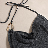 SUPER WHOLESALE | Silver Thread Cropped Irregular European-style Strap Dress