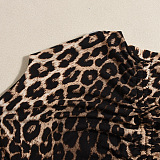 SUPER WHOLESALE | Leopard Print Drawstring Cropped Slim-fit Long Sleeve Top