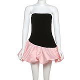 SUPER WHOLESALE | High-End Velvet Strapless Sleeveless Patchwork Puff Dress