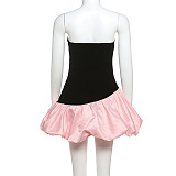SUPER WHOLESALE | High-End Velvet Strapless Sleeveless Patchwork Puff Dress