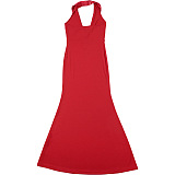 SUPER WHOLESALE | V-neck Halter Backless High Waist Dress