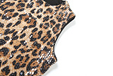 SUPER WHOLESALE | Sleeveless Leopard Print Sequined Tight-fitting Short Set