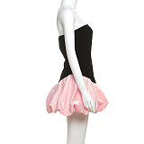SUPER WHOLESALE | High-End Velvet Strapless Sleeveless Patchwork Puff Dress