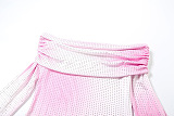 SUPER WHOLESALE | Off-Shoulder Shiny Gradient Color Bodycon Dress