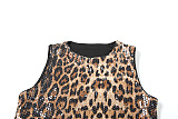 SUPER WHOLESALE | Sleeveless Leopard Print Sequined Tight-fitting Short Set