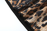 SUPER WHOLESALE | Sleeveless Leopard Print Sequined Tight-fitting Short Set