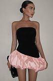 SUPER WHOLESALE | High-End Velvet Strapless Sleeveless Patchwork Puff Dress