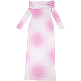 SUPER WHOLESALE | Off-Shoulder Shiny Gradient Color Bodycon Dress