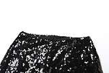 SUPER WHOLESALE | Sleeveless Short Tight-fitting Sequined Short Pants Two-Piece Set