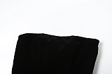 SUPER WHOLESALE | High-End Velvet Strapless Sleeveless Patchwork Puff Dress