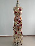 SUPER WHOLESALE |  Saige Sleeveless Mesh Flower Maxi Dress In Blush