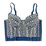 SUPER WHOLESALE |  Beaded denim v neck backless cami top
