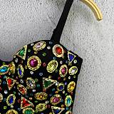 SUPER WHOLESALE |  Sweetheart neck beaded padded cami top