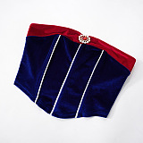 SUPER WHOLESALE |  Beaded velvet contrast backless tube top