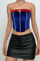 SUPER WHOLESALE |  Beaded velvet contrast backless tube top