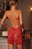 SUPER WHOLESALE |  Gianni Backless Rhinestone Mesh Mini Dress In Red