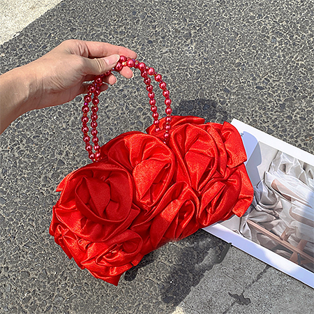 SUPER WHOLESALE |  Adahy Flower Satin Bag In Red