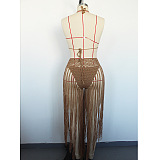 SUPER WHOLESALE | Berlin Knit Fringe Bikini Two Piece Set In Brown