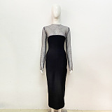 SUPER WHOLESALE | Ruzevich Long Sleeve Crystal Bandage Midi Dress