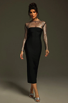 SUPER WHOLESALE | Ruzevich Long Sleeve Crystal Bandage Midi Dress