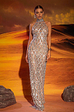 SUPER WHOLESALE | Liora Sequin Crystal Maxi Dress In Light Nude